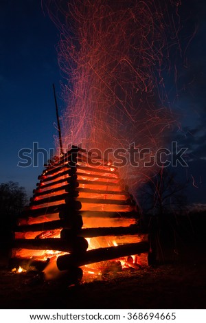 Bonfire burning of witches.