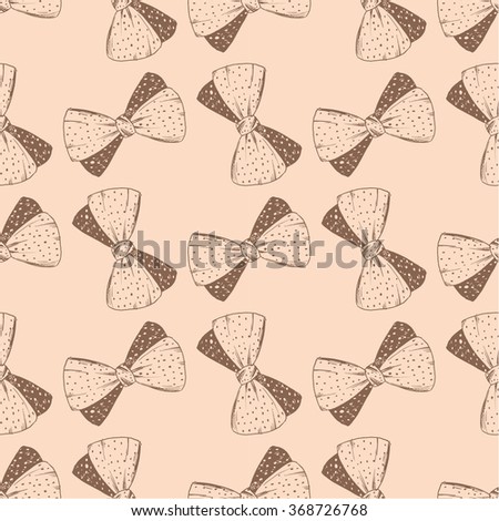 Seamless pattern with hand drawn bow. Background for gifts, tags and labels.