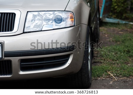 big car headlights Skoda Octavia Royalty-Free Stock Photo #368726813