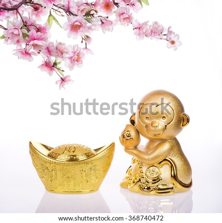 chinese new year decoration with golden monkey