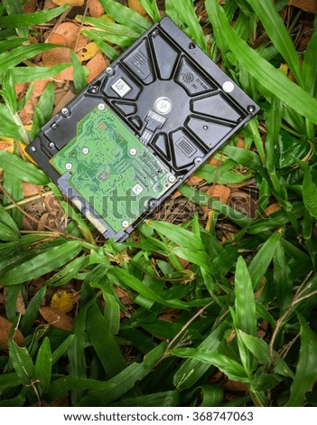 Hard disk on grass 