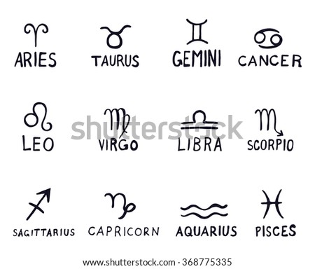 Zodiac symbols. Hand drawn vector illustration