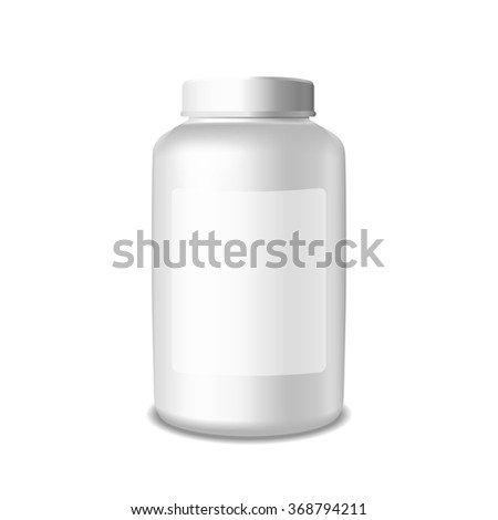 Vector blank medical plastic packaging bottle for pills Isolated on white background