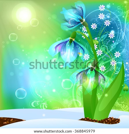 Floral spring romantic background. Vector illustration.