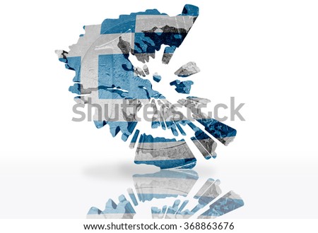 map of greece on the euro coin texture with greece flag on the  a white background