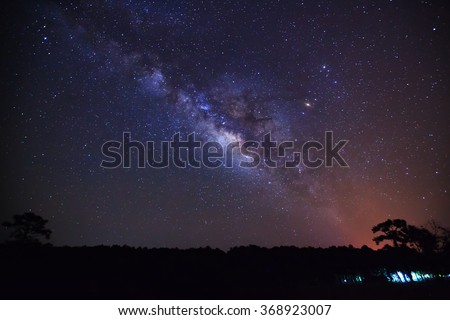 beautiful milkyway on a night sky, Long exposure photograph, with grain
