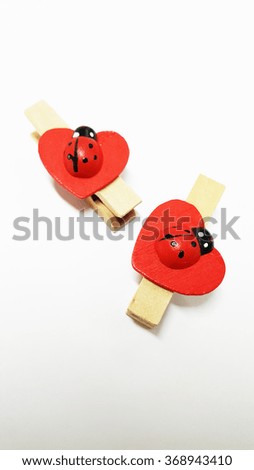 Two Red Ladybug with Hearted-Shape Clips