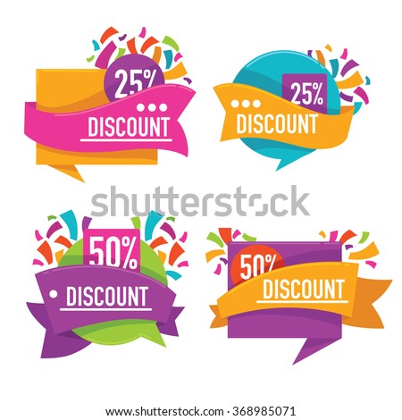 vector collection of bright discount tags, banners and stickers