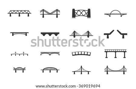 Bridges black silhouette simply icons for web