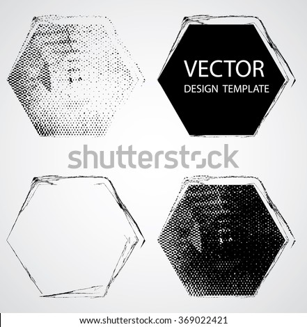 Grunge Hexagon Collection. Banners, Can be used as Insignias,Logos,Icons,Labels, Frames or Badges. Retro shapes for Emblems.