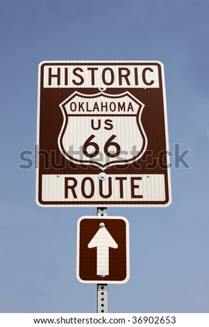 sign for historic route 66 in Oklahoma in the USA