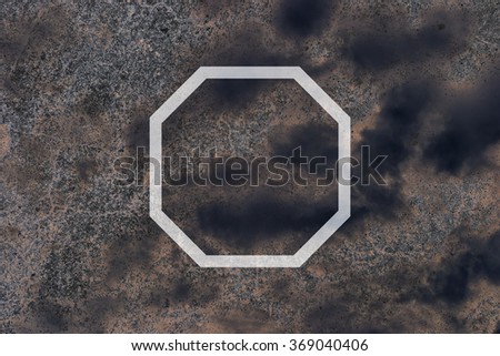 Flat octagon on concrete background