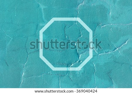 Flat octagon on cracked wall background