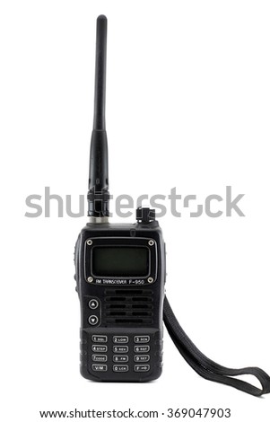 Portable radio transmitter on a white background