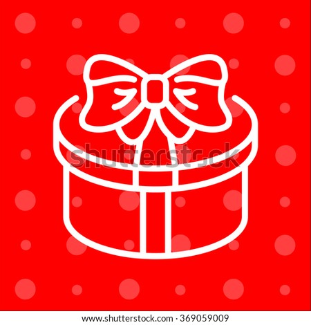 Web line icon. Present round box, gift