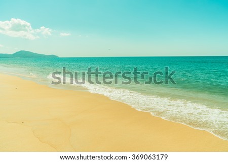 Beautiful tropical landscape beach sea and sand for vacation - Vintage filter