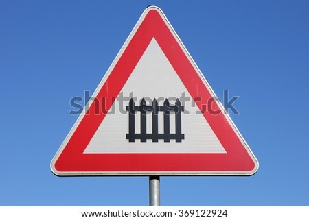 German road sign: level crossing with gates