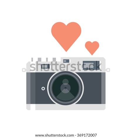 Valentines day camera icon suitable for info graphics, websites and print media. Color, vector, flat icon, clip art.