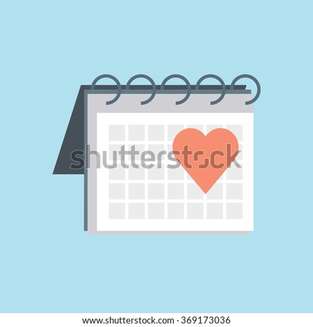 Valentines day, calendar icon suitable for info graphics, websites and print media. Vector, flat icon, clip art.