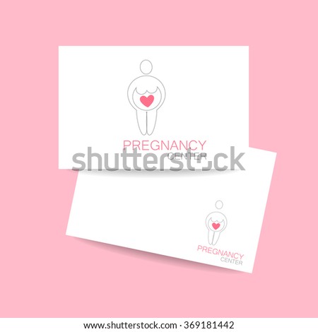 Pregnancy center logo. Sign of of love and caring. Template design for the logo of the company. Pregnant,  pregnant woman,  pregnancy test,  maternity. 