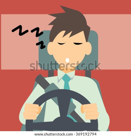 sleepy driver-vector Royalty-Free Stock Photo #369192794