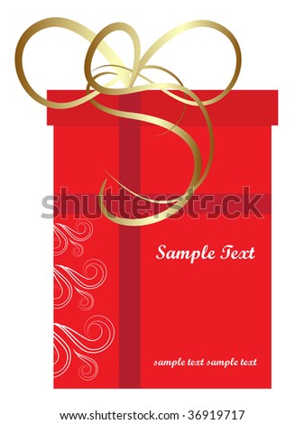 Red fancy gift box with gold ribbons.