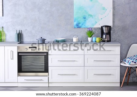 Modern kitchen interior, close up