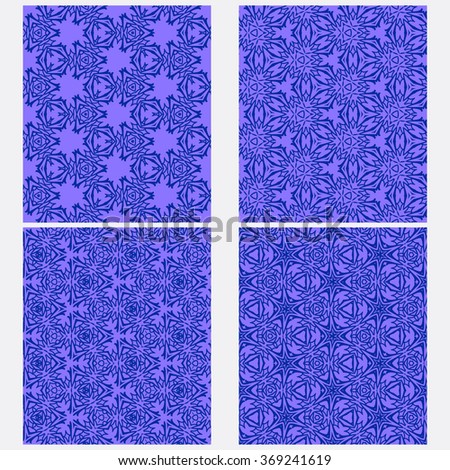 vector set of four monochrome pattern for background