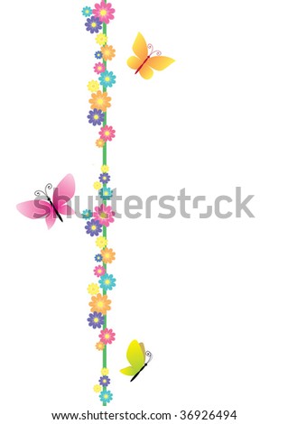 cartoon butterfly and flowers banner