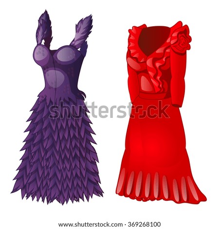 Purple and red dress. Vector.