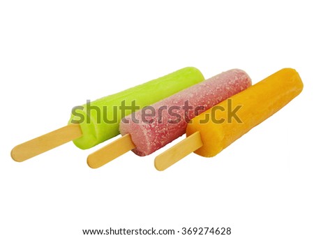 Ice cream of different colors on a white background 