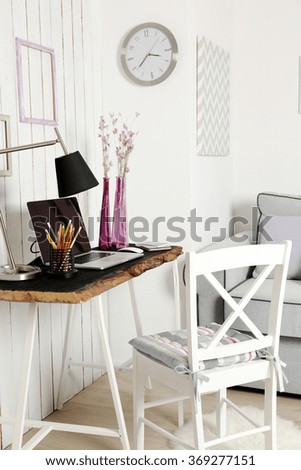 Stylish workplace at home, indoors