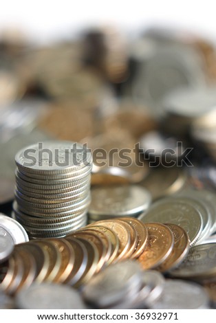 Russian coins, photographed close up