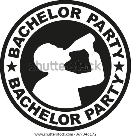 Bachelor party badge with drinking man Royalty-Free Stock Photo #369346172