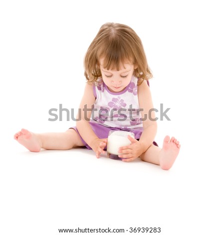 picture of little girl with glass of yoghurt