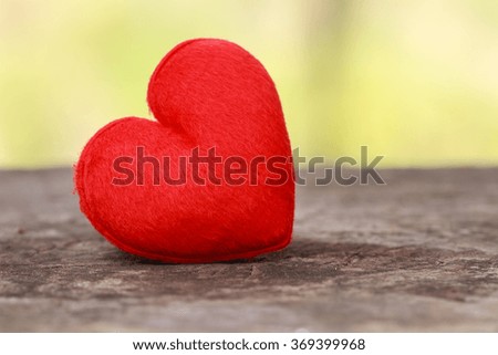 Heart on a wooden board, concept  Valentine's Day greeting card.
