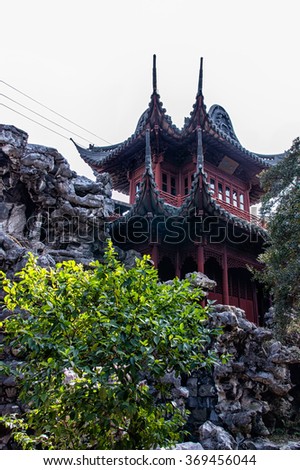 Yuyuan Garden, Shanghai's landmark with typical building architecture,  Built during the Ming Dynasty, it was declared national monument in 1982.
