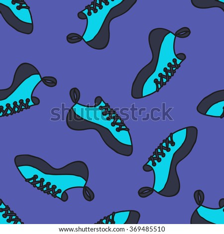 seamless doodle pattern. climbing shoes. vector illustration