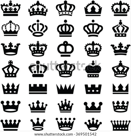 Crown icons collection - vector silhouette