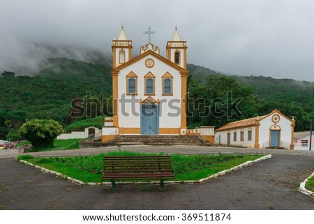 Church in Ribeirao da Ilha, Florianopolis, Santa Catarina, Brazil. One of the main tourists destination in south region. Royalty-Free Stock Photo #369511874