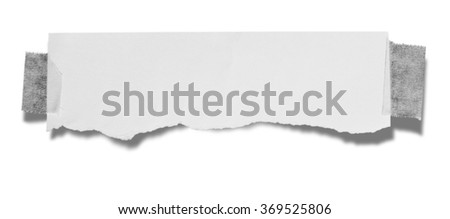 close up of a piece of torn paper on white background with clipping path