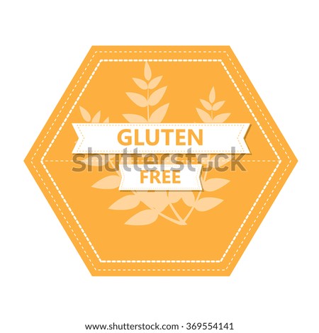Isolated label with text for gluten free products on a white background