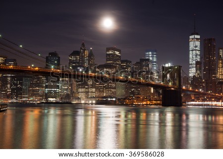 Brooklyn bridge at night, New York City