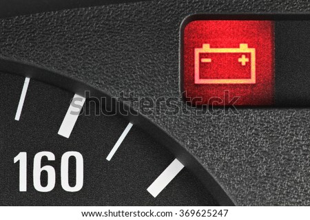 battery warning light in car dashboard Royalty-Free Stock Photo #369625247