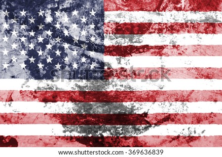 The concept of national flag on old rusty grunge background: USA