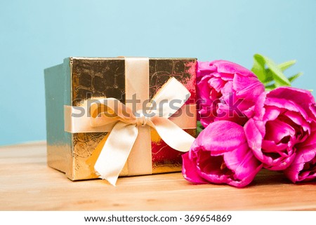 Gift with bouquet