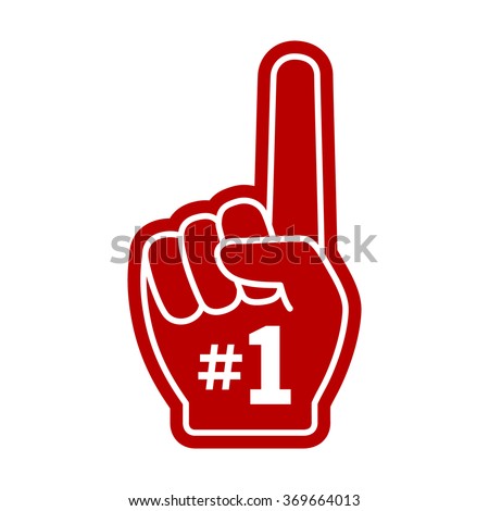 Number 1 (one) fan hand glove with finger raised flat vector icon