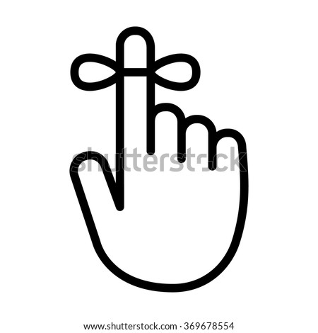 Reminder hand with string tied to finger line art vector icon for apps and websites Royalty-Free Stock Photo #369678554