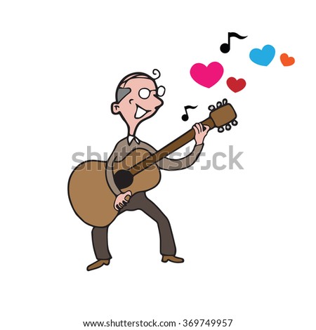 People old man playing guitar love song
