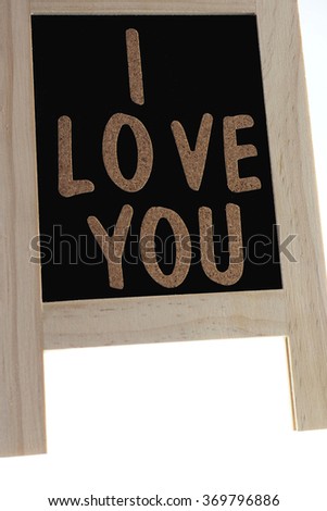 I love you alphabet on boards  isolated on black background 